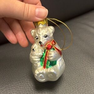 Festive Bear Ornament with Gold Crown